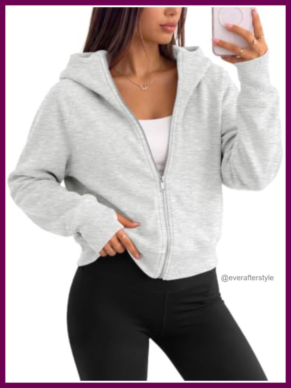 Women's Zip Up Cropped Hoodie Sweatshirt Fitted Casual Fall Winter